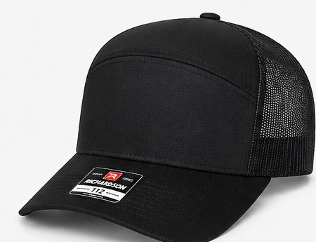 Richardson 112 trucker hat, black five-panel